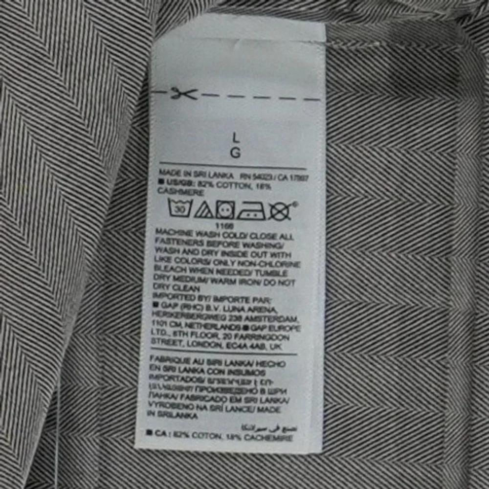 New Banana Republic Cotton Cashmere Button Shirt Men Size Large Gray Herringbone